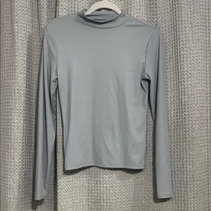 Elegant Gray Women's Long Sleeve high neck top.